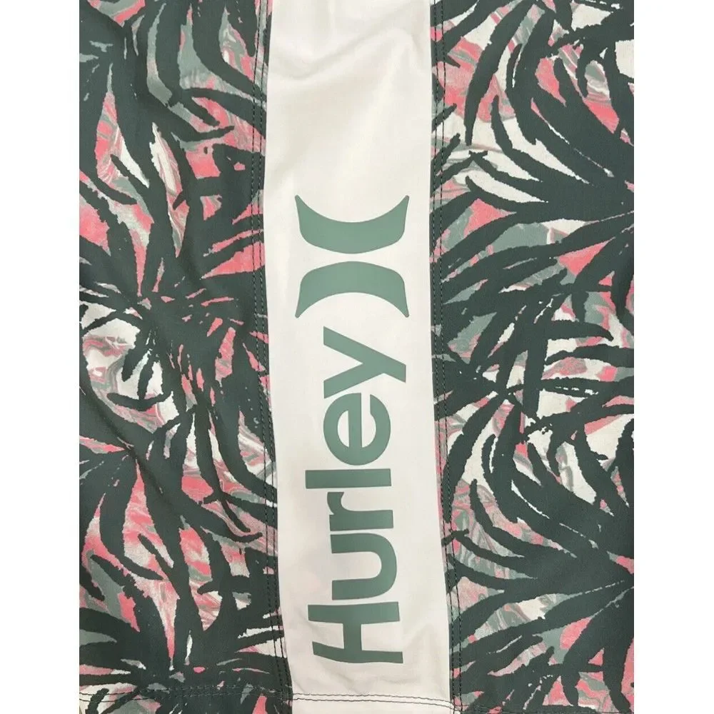 New $50 Hurley Board Shorts Men 36 Tropical Escape Paradise‎ Swim Duck Green